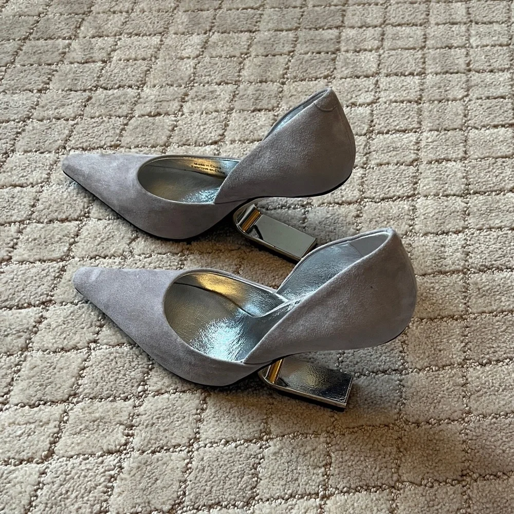 NIB Jeffrey Campbell Juliette Gray Grey Suede Silver heels Women's Shoes - Picture 2 of 8
